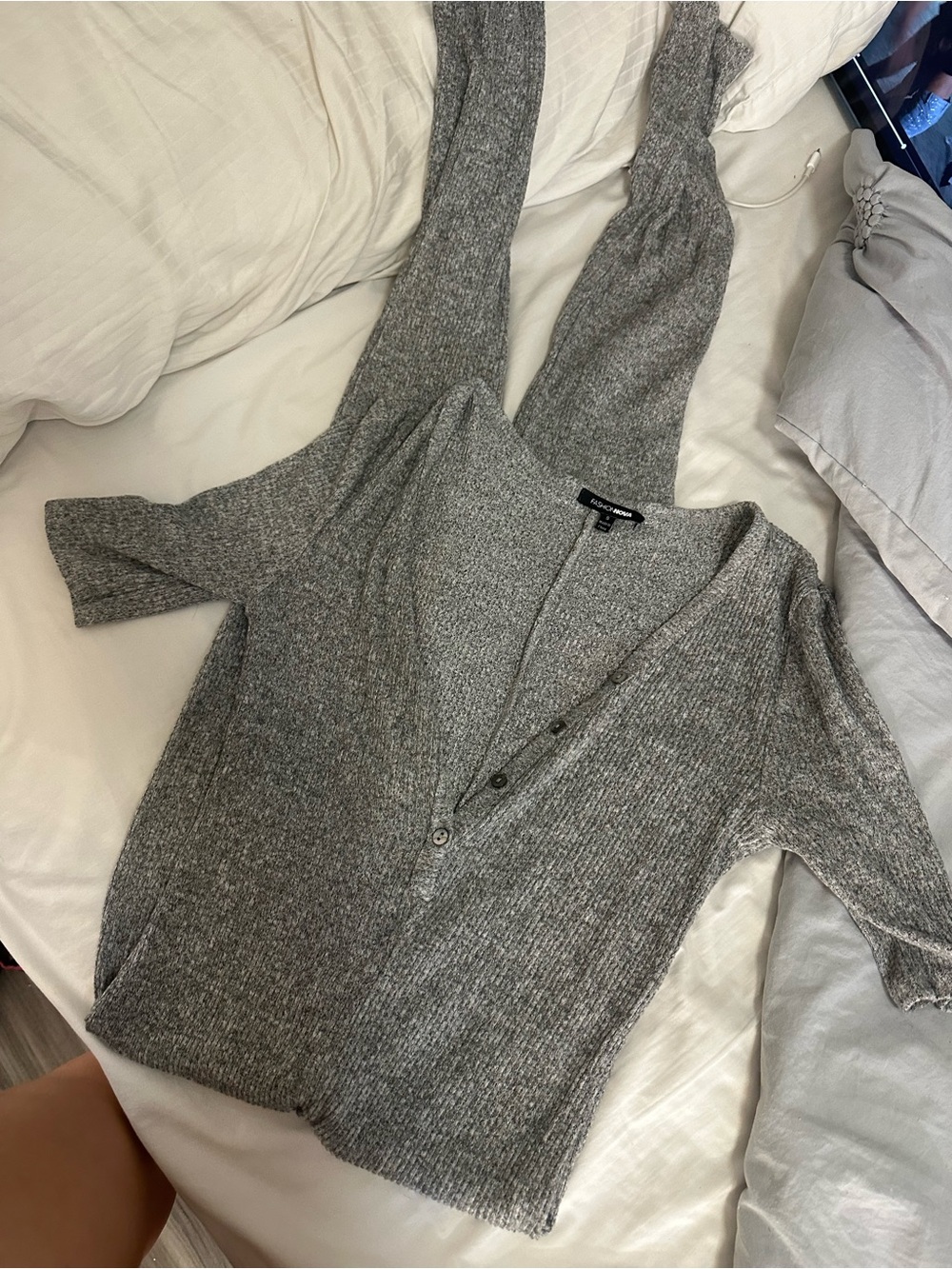 Ribbed Gray lounge jumpsuit - Picture 3 of 3